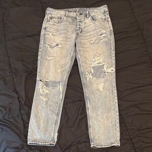 American Eagle Outfitters High Rise Distressed Light Blue Jeans